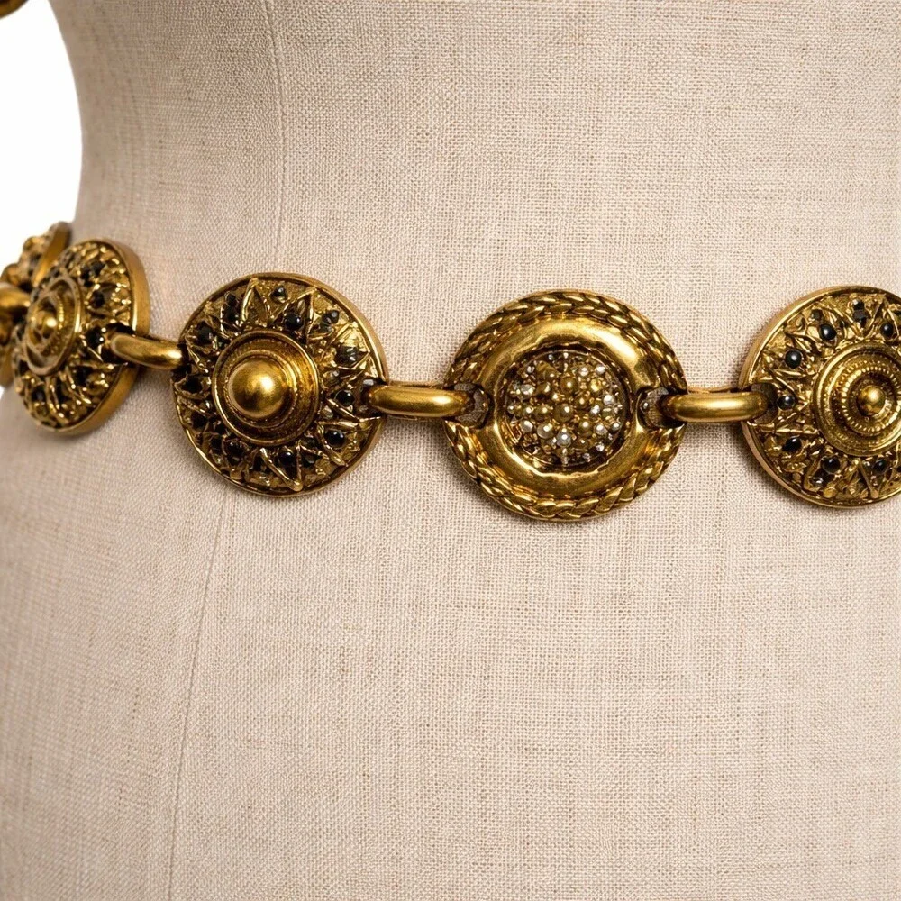 New York Studio Vintage Gold Tone Concho Belt 1.5